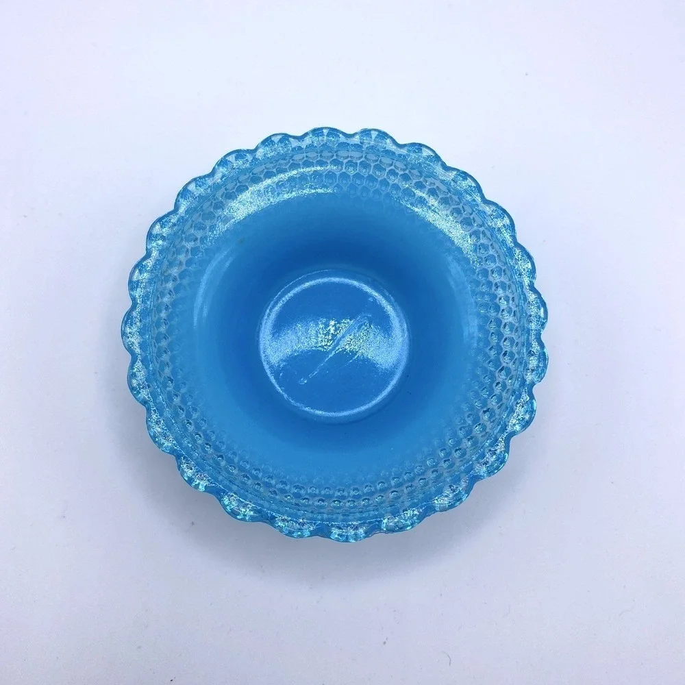 Vintage Degenhart Blue Opal Star Dewdrop Open Salt Cellar 3